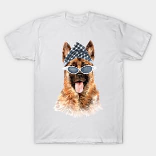 German shepherd plaid scarf hand drawn T-Shirt